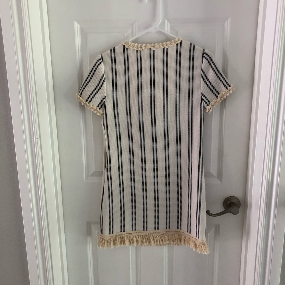 SAYLOR Cream and Black Striped Tassel-Trim Dress - Picture 2 of 11